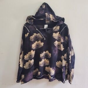 Ethyl Floral‎ Hoodie Sweatshirt XXL V Neck Long Sleeve Pullover Casual Lounge